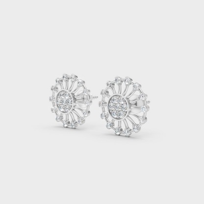 9K White Gold Round-Shaped Lab-Grown Diamond Studs With Clean Minimalist Design