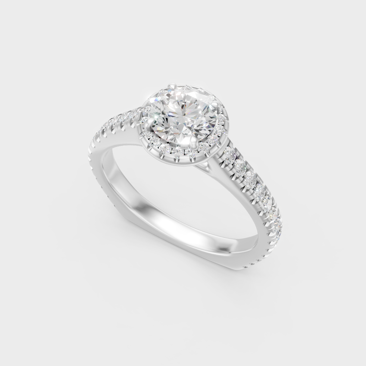 Sleek 18K White Gold Halo Ring Featuring An Igi Gli Certified Round Lab Diamond