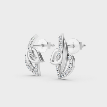 9K White Gold Round-Shaped Lab-Grown Diamond Studs With Clean Minimalist Design 