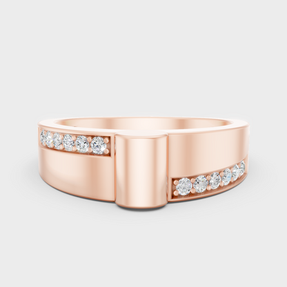 Modern 18K Rose Gold Men’s Ring With 0.18Ct Round Lab-Grown Diamond.