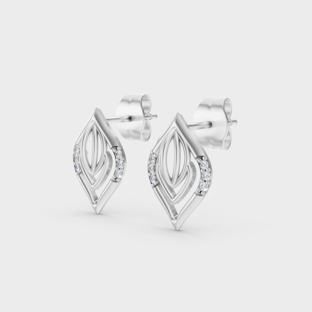 9K White Gold Round-Shaped Lab-Grown Diamond Studs With Clean Minimalist Design