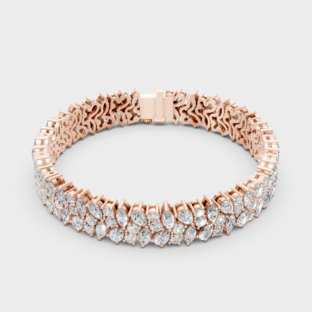Hallmark Gold Multi Shape Lab-Grown Diamond Bracelet Rose Gold