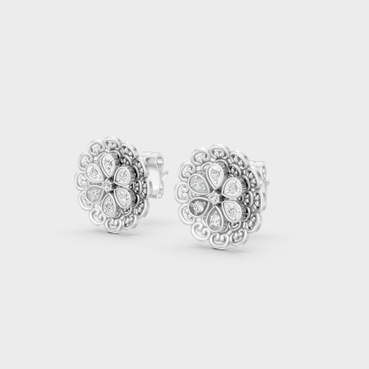 9K White Gold Round-Shaped Lab-Grown Diamond Studs With Clean Minimalist Design