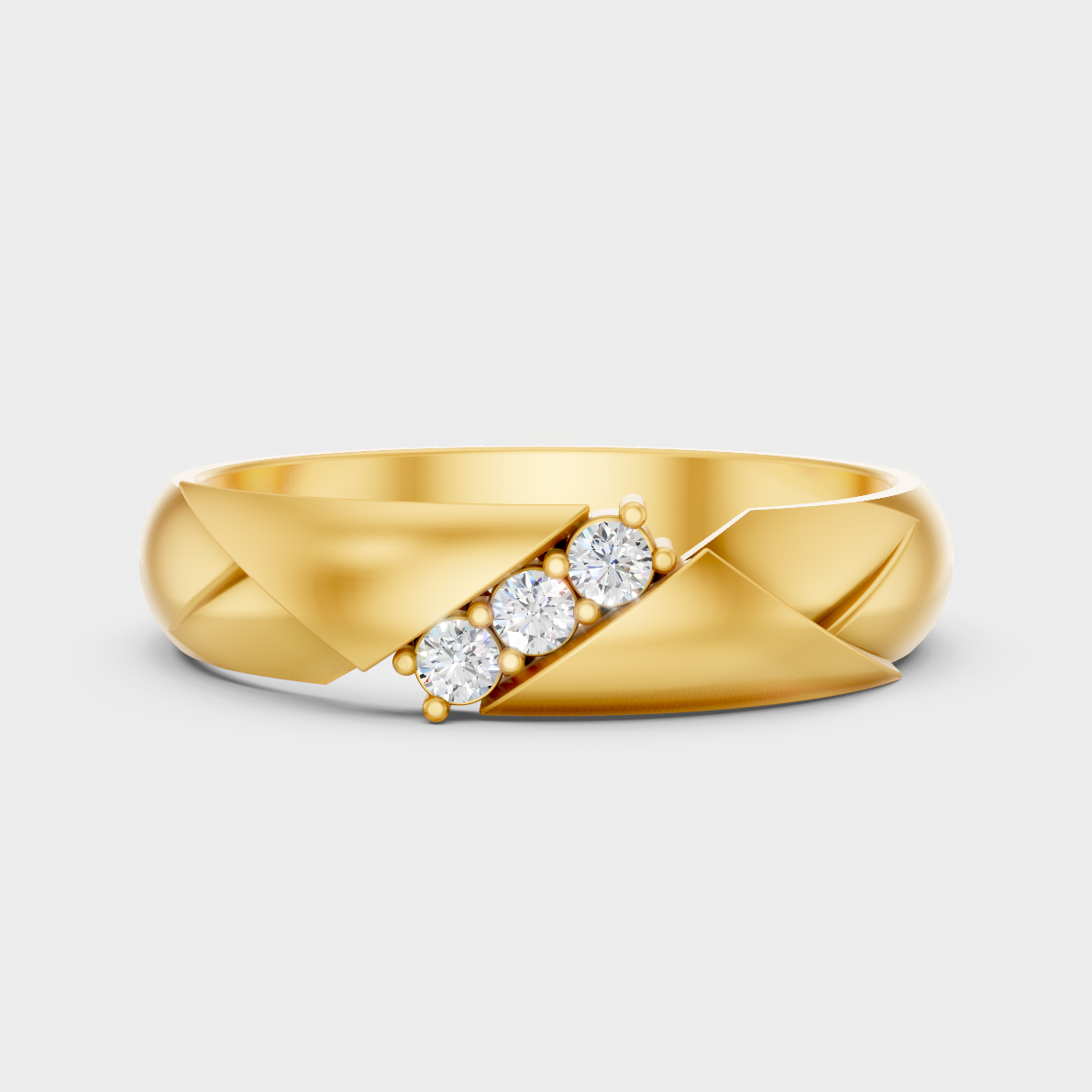 GLI Certified 0.075 Carat Round-Cut Lab-Grown Diamond Men’s Ring In 18K Yellow Gold