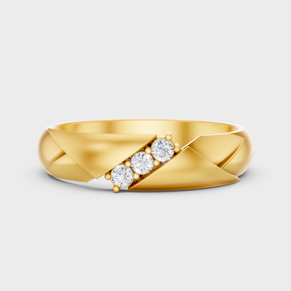 GLI Certified 0.075 Carat Round-Cut Lab-Grown Diamond Men’s Ring In 18K Yellow Gold