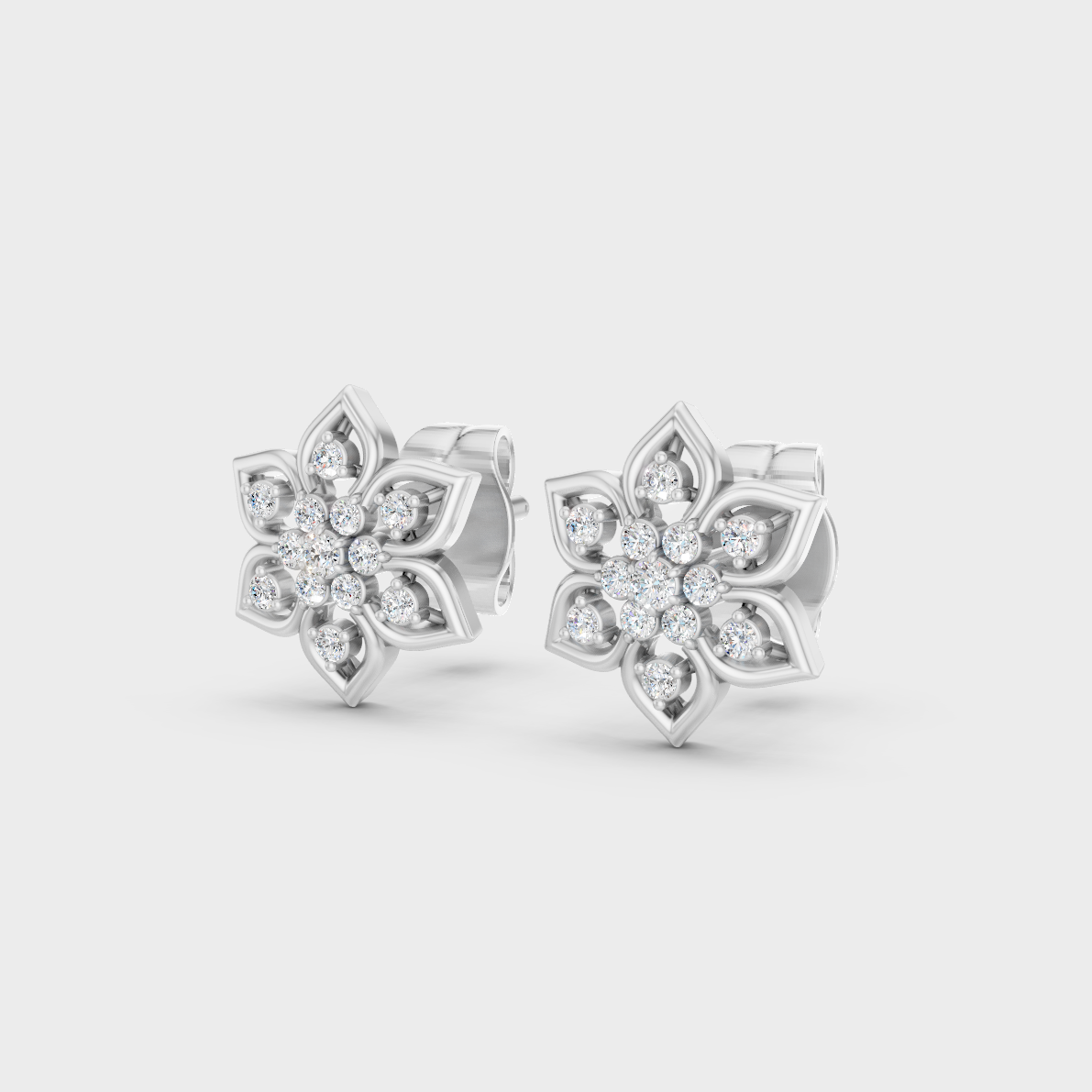 9K White Gold Round-Shaped Lab-Grown Diamond Studs With Clean Minimalist Design
