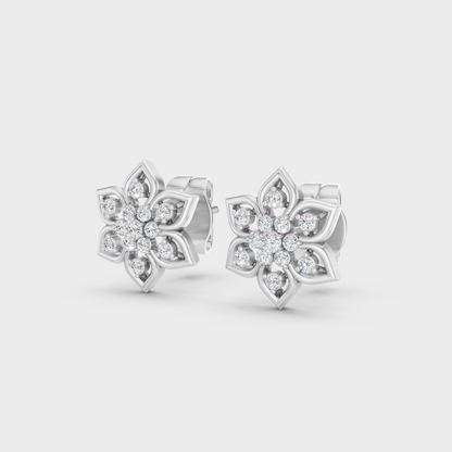 9K White Gold Round-Shaped Lab-Grown Diamond Studs With Clean Minimalist Design