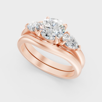 Unique Rose Gold Ring Set Featuring Certified Lab-Grown Diamonds