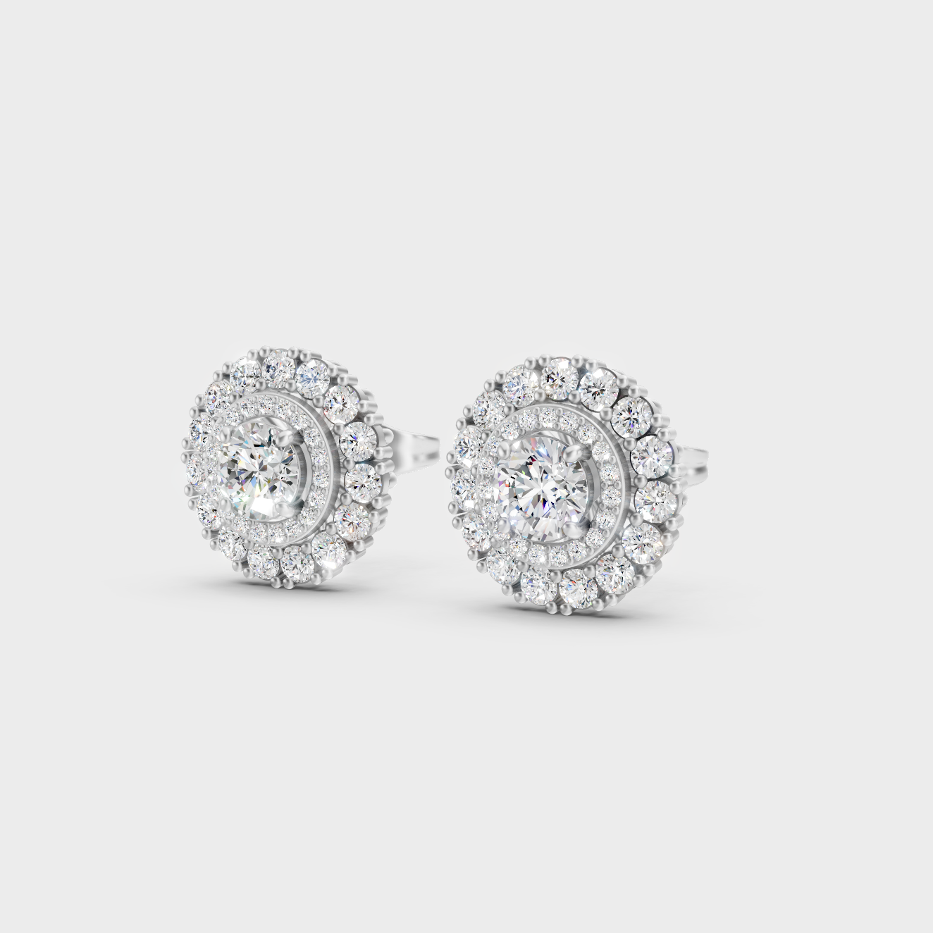 9K White Gold Round-Shaped Lab-Grown Diamond Studs With Clean Minimalist Design