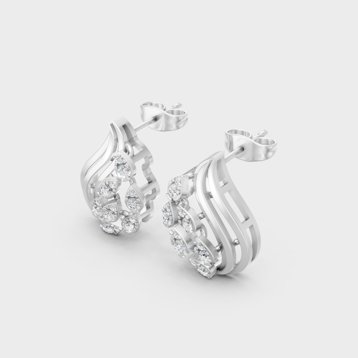9K White Gold Round-Shaped Lab-Grown Diamond Studs With Clean Minimalist Design