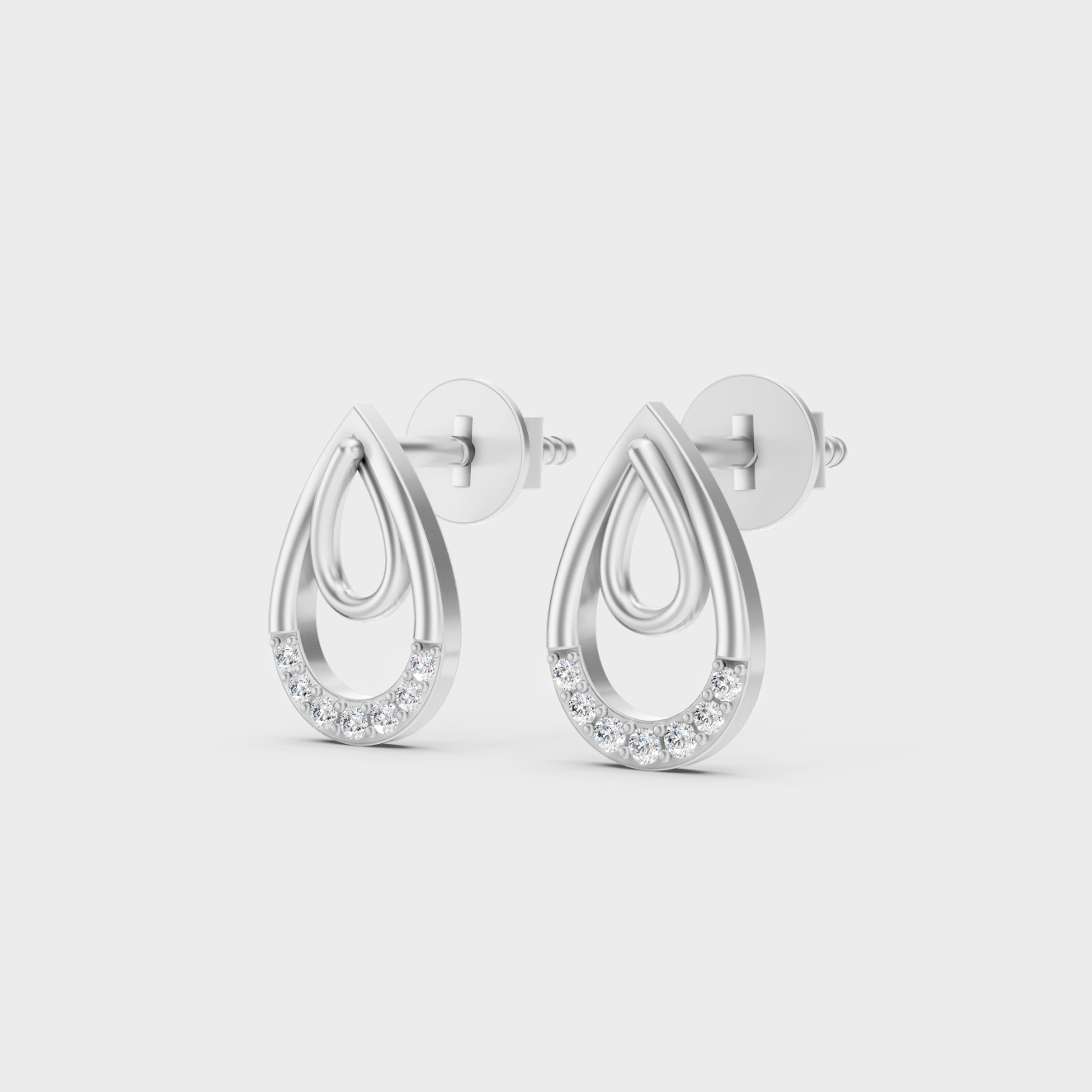 Hallmarked 14K White Gold Stud Earrings With 0.76 Carat Total Weight Lab Diamonds