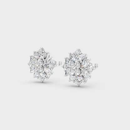 9K White Gold Mixed-Cut Lab-Grown Diamond Studs With Clean Minimalist Design