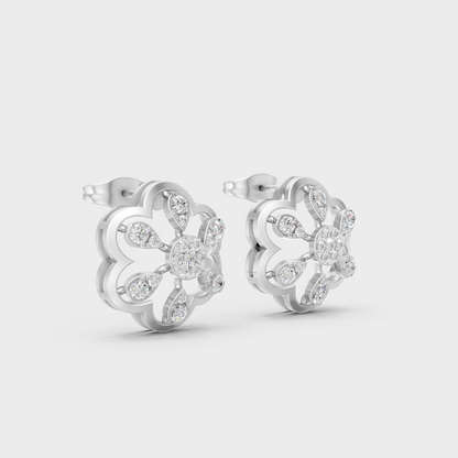 Sleek 18K White Gold Studs Featuring 0.30 Carat Each Round Lab Diamonds