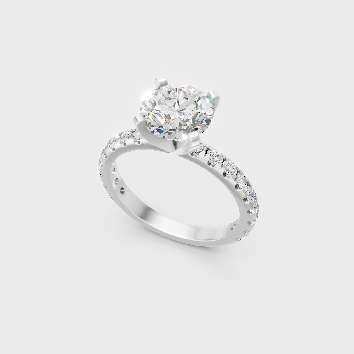  Sleek 18K White Gold Engagement Ring Featuring Round Lab Diamond