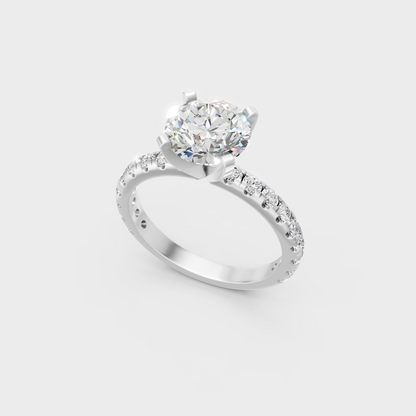  Sleek 18K White Gold Engagement Ring Featuring Round Lab Diamond