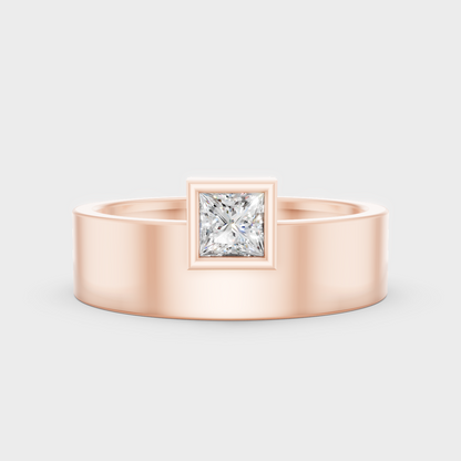 Modern 18K Rose Gold Men’s Ring With 0.25Ct Princess Lab-Grown Diamond