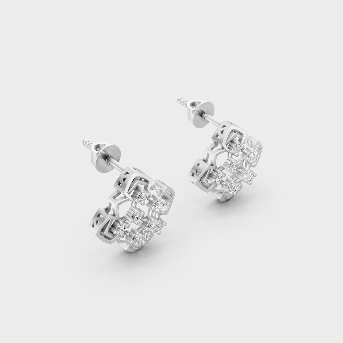 Sleek 18K White Gold Studs Featuring 0.32 Carat Each Round Lab Diamonds