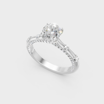  Sleek 18K White Gold Engagement Ring Featuring Round Lab Diamond