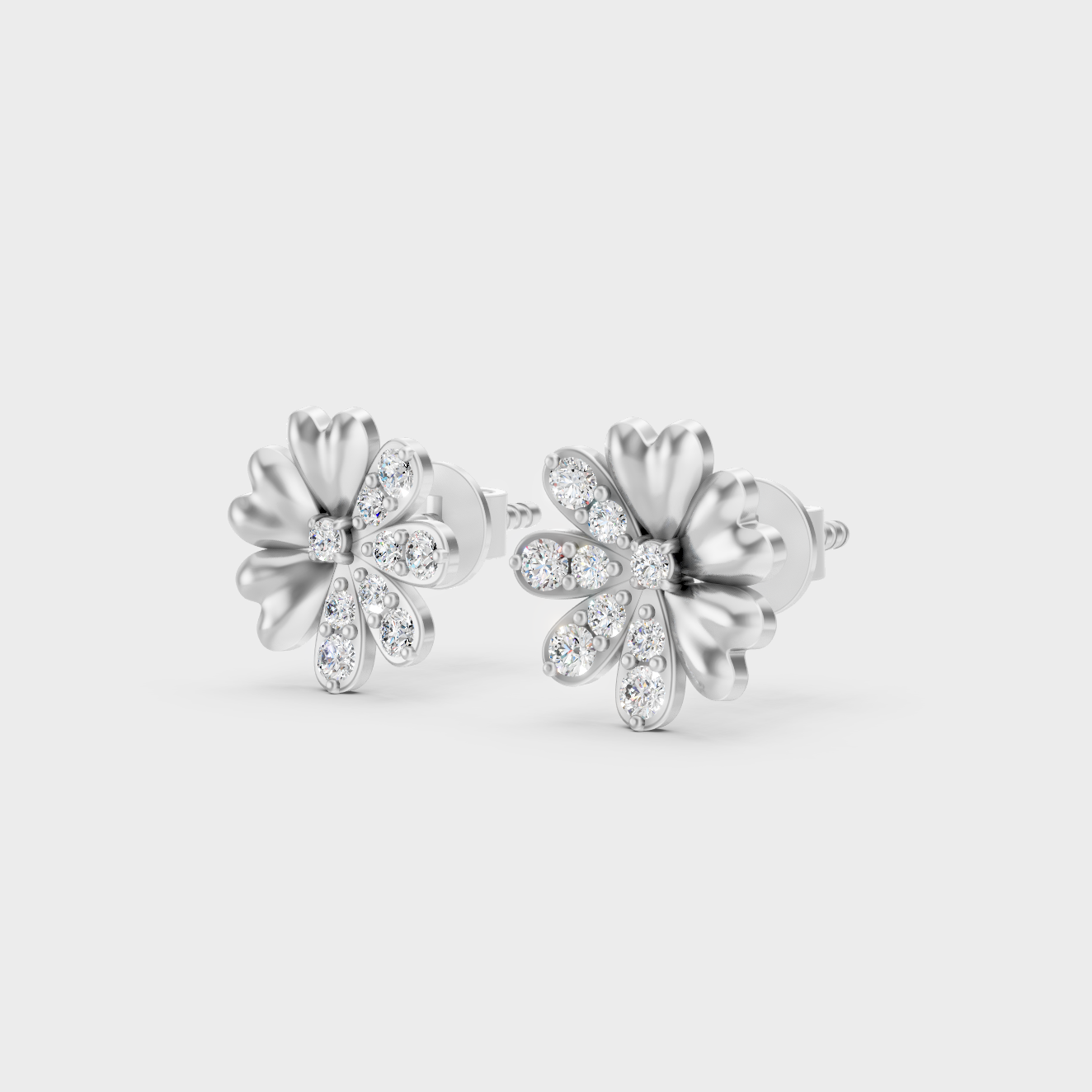 9K White Gold Round-Shaped Lab-Grown Diamond Studs With Clean Minimalist Design