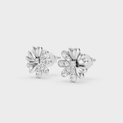 9K White Gold Round-Shaped Lab-Grown Diamond Studs With Clean Minimalist Design