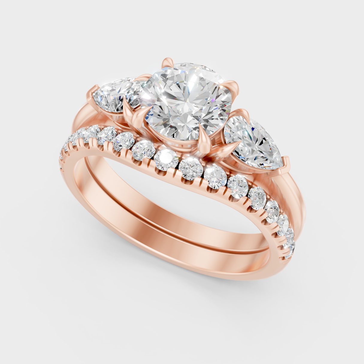  Unique Rose Gold Ring Set Featuring Certified Lab-Grown Diamonds