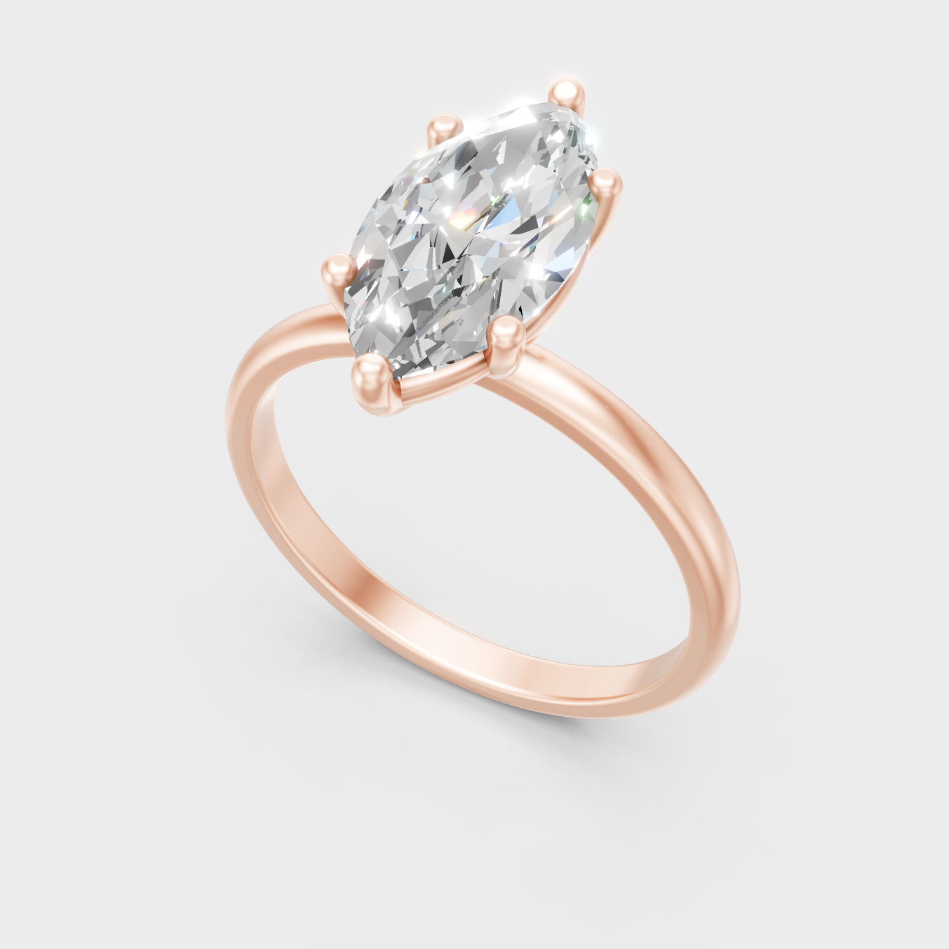 Sleek 14K Rose Gold Ring Featuring A Certified Marquise Lab-Grown Diamond
