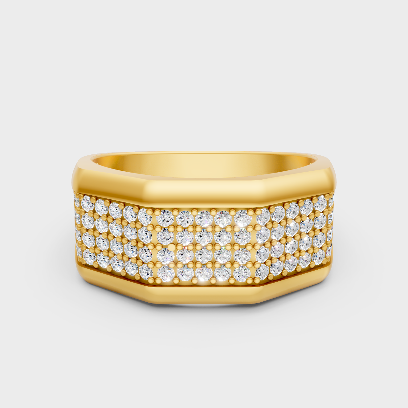 Certified 1.2 Carat Round-Cut Lab-Grown Diamond Men’s Ring In 18K Yellow Gold