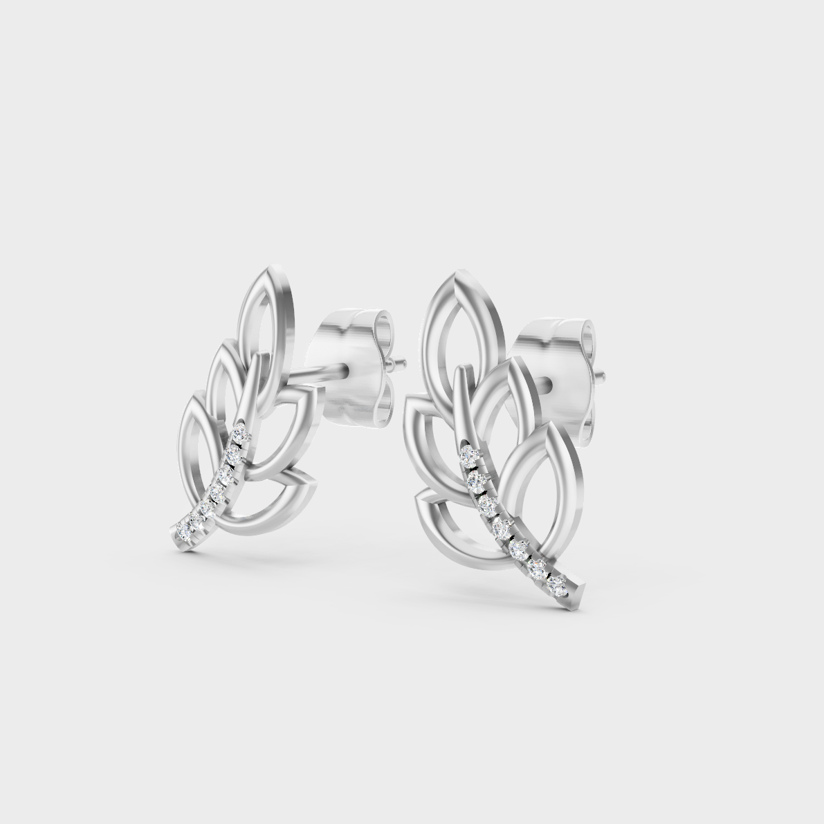 9K White Gold Round-Shaped Lab-Grown Diamond Studs With Clean Minimalist Design