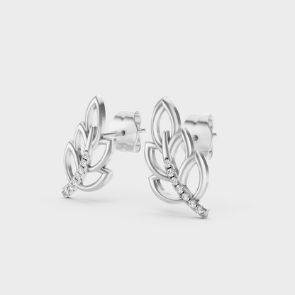 9K White Gold Round-Shaped Lab-Grown Diamond Studs With Clean Minimalist Design