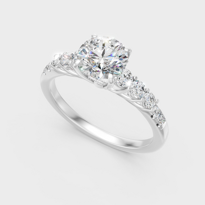  Sleek 18K White Gold Halo Ring Featuring An Igi Gli Certified Round Lab Diamond Twist