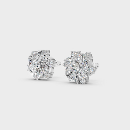 9K White Gold Mixed-Cut Lab-Grown Diamond Studs With Clean Minimalist Design