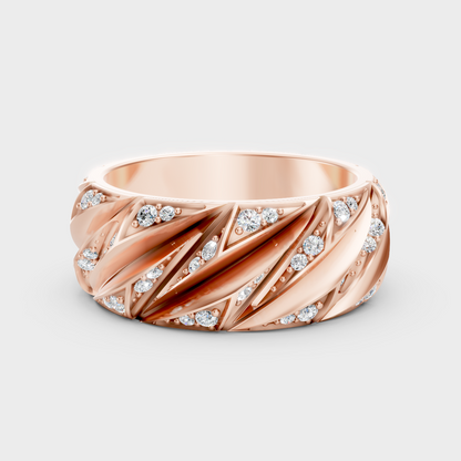 Modern 18K Rose Gold Men’s Ring With 0.63Ct Round Lab-Grown Diamond