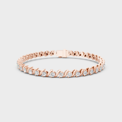 3.60 Ct Round Cut Certified Lab-Grown Diamond Tennis Bracelet Rose Gold