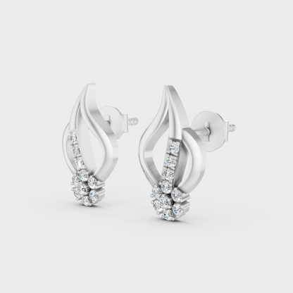 9K White Gold Round-Shaped Lab-Grown Diamond Studs With Clean Minimalist Design 