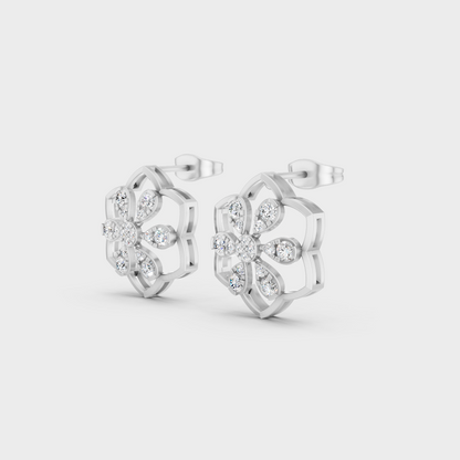 9K White Gold Round-Shaped Lab-Grown Diamond Studs With Clean Minimalist Design