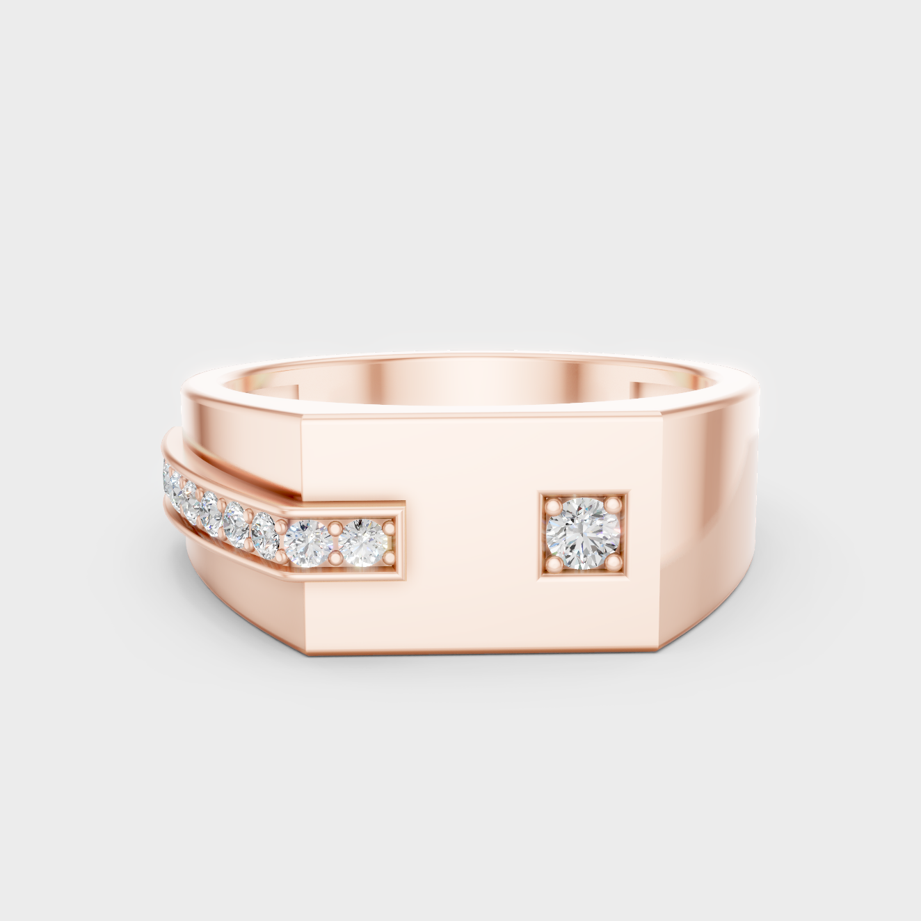 Modern 18K Rose Gold Men’s Ring With 0.18Ct Round Lab-Grown Diamond