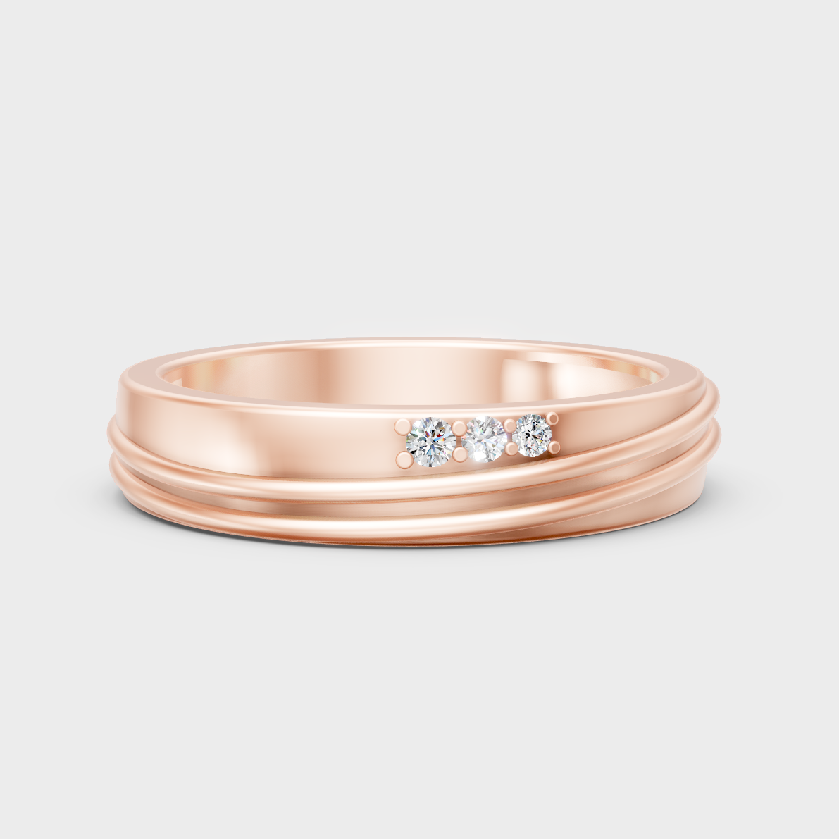Modern 18K Rose Gold Men’s Ring With 0.04Ct Round Lab-Grown Diamond
