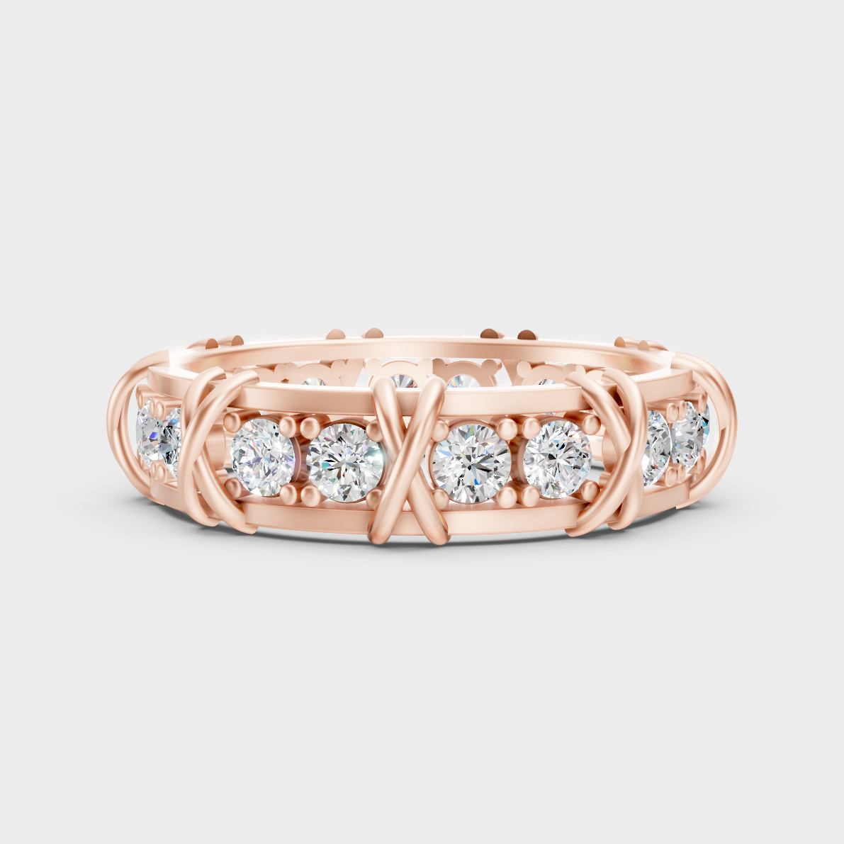 Modern 18K Rose Gold Men’s Band With 1.17Ct Round Lab-Grown Diamond