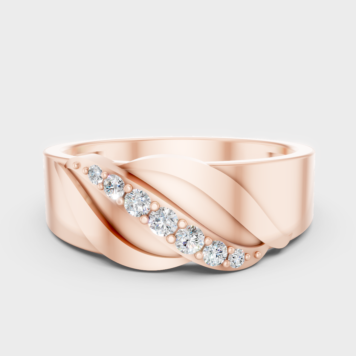 Modern 18K Rose Gold Men’s Ring With 0.27Ct Round Lab-Grown Diamond