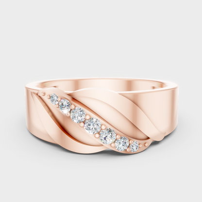 Modern 18K Rose Gold Men’s Ring With 0.27Ct Round Lab-Grown Diamond