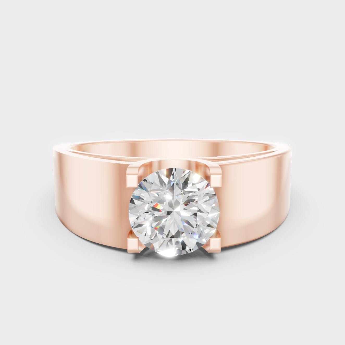 Modern 18K Rose Gold Men’s Ring With 0.18Ct Round Lab-Grown Diamond