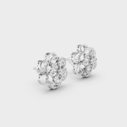 Sleek 18K White Gold Studs Featuring 0.26 Carat Each Round Lab Diamonds