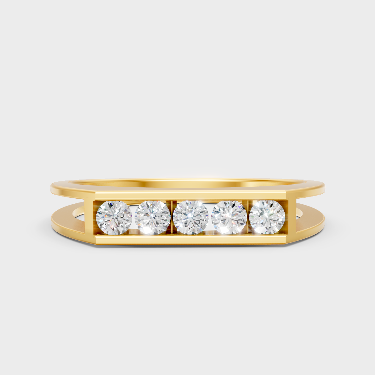 GLI Certified 0.25 Carat Round-Cut Lab-Grown Diamond Men’s Ring In 18K Yellow Gold