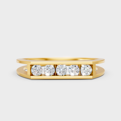 GLI Certified 0.25 Carat Round-Cut Lab-Grown Diamond Men’s Ring In 18K Yellow Gold