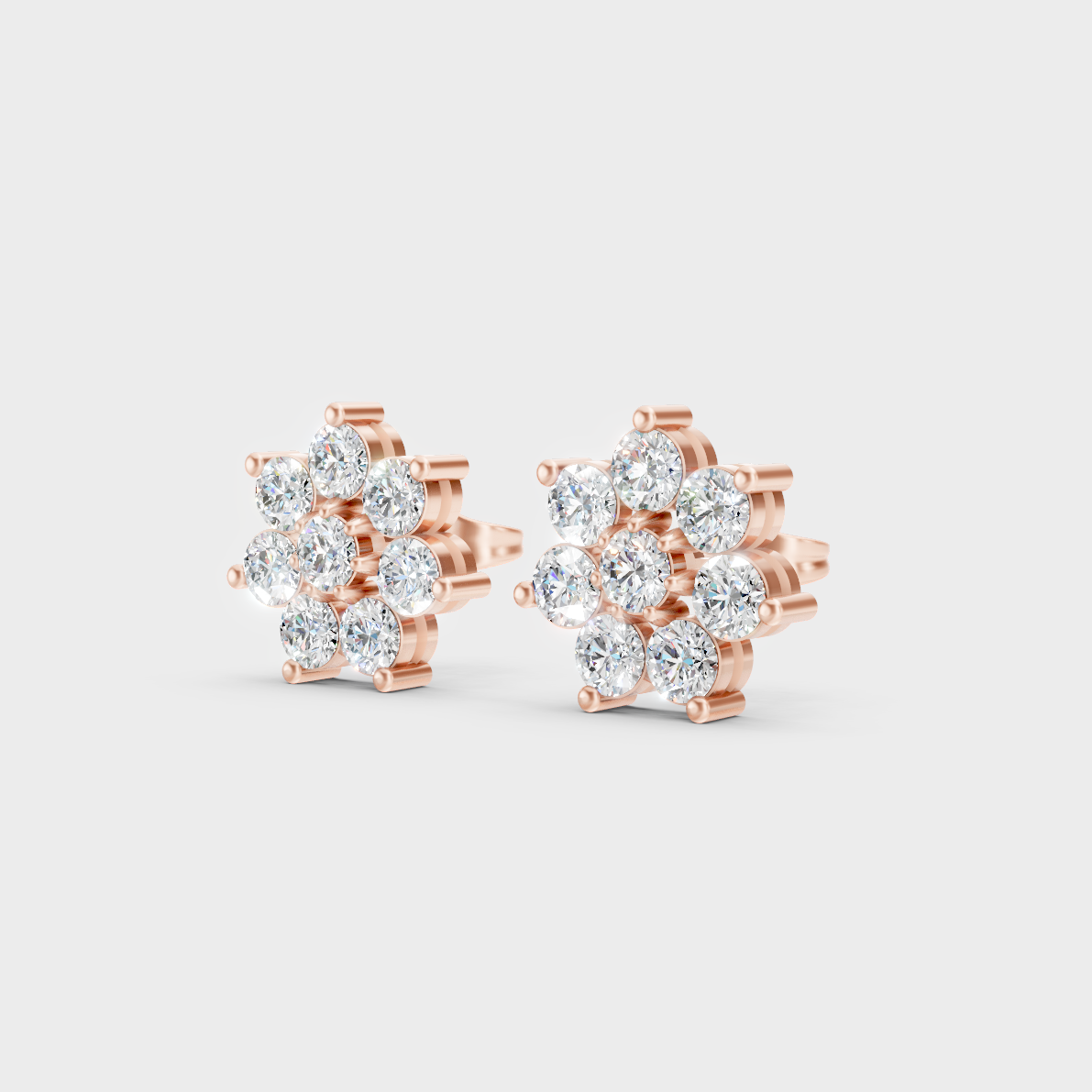 High-Polish Rose Gold 2.64 Carat Total Weight Round Lab Diamond Studs For Bold Sparkle