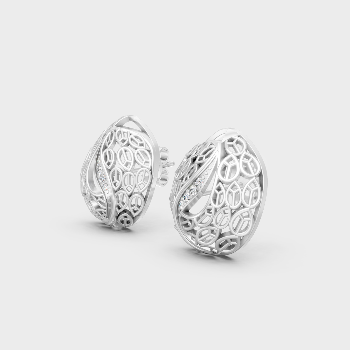 Pair of round lab-grown diamond studs set in 950 platinum, 0.06 ct total weight.