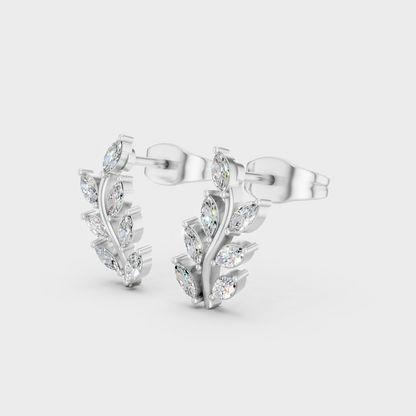 9K White Gold Marquise-Shaped Lab-Grown Diamond Studs With Clean Minimalist Design 
