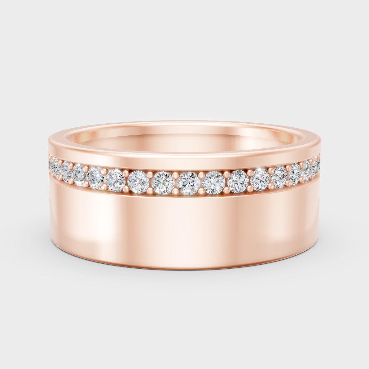 Modern 18K Rose Gold Men’s Ring With 0.27Ct Round Lab-Grown Diamond