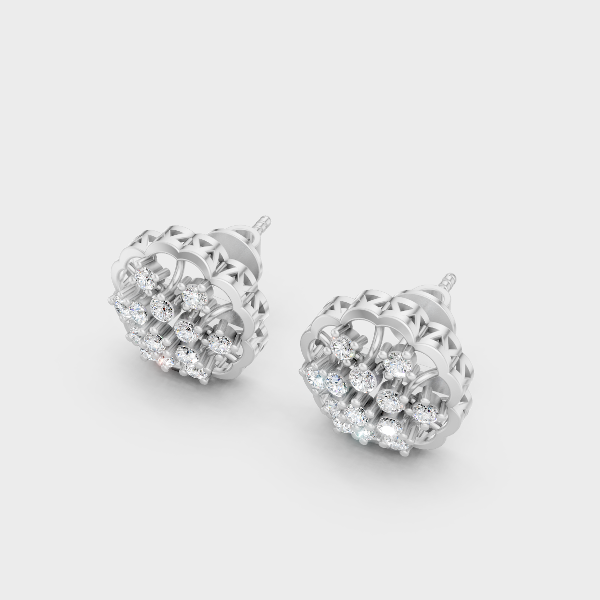 9K White Gold Round-Shaped Lab-Grown Diamond Studs With Clean Minimalist Design