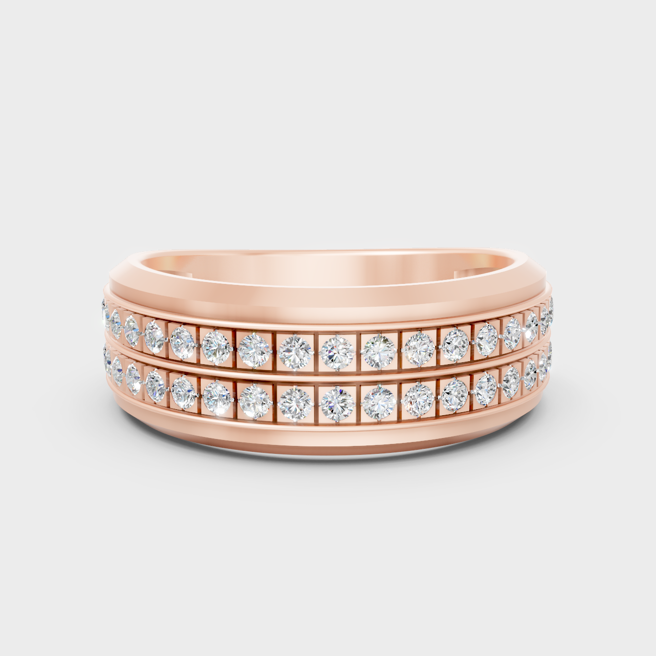Modern 18K Rose Gold Men’s Ring With 0.57Ct Round Lab-Grown Diamond